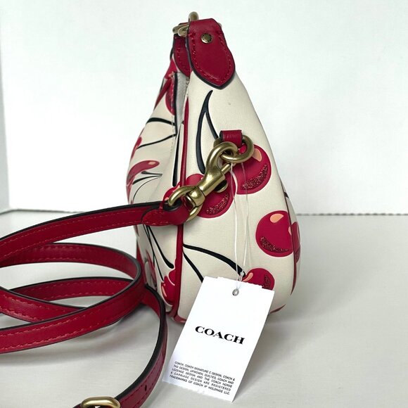 Coach Jonie Cherry Mini Crossbody Wristlet White Glovetanned Leather CAE83 - Picture 12 of 15